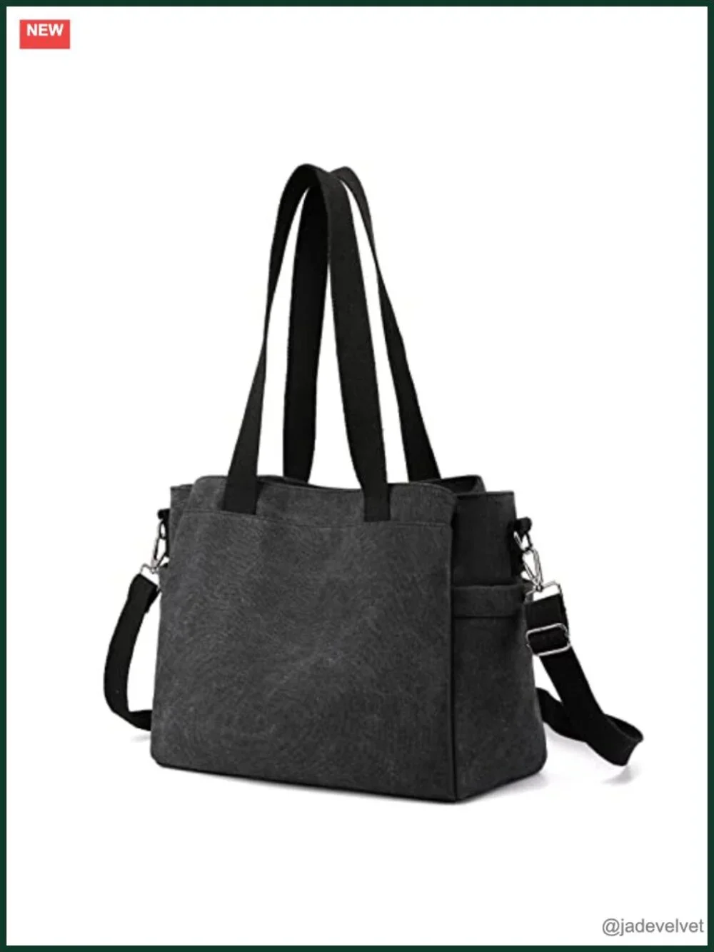 Canvas Hobo Handbag Multi Compartment Large Tote Crossbody Purse
